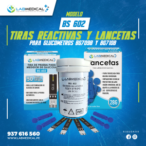 TIRAS BS602 PARA GLUCOMETRO POR 100 UNIDADES